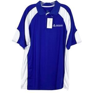 NWT FSP BY HTT Polo Shirt Men 2XL Royal-Blue/Cobalt Golf Logo-Embroidery Short-S
